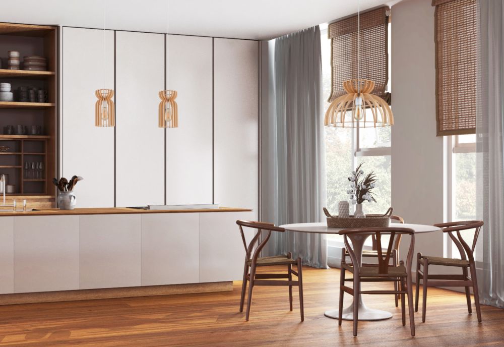 Nowodvorski Lighting Kymi B lampa wisząca 1x60W biały/drewno 10571 - Wysyłka w 24h