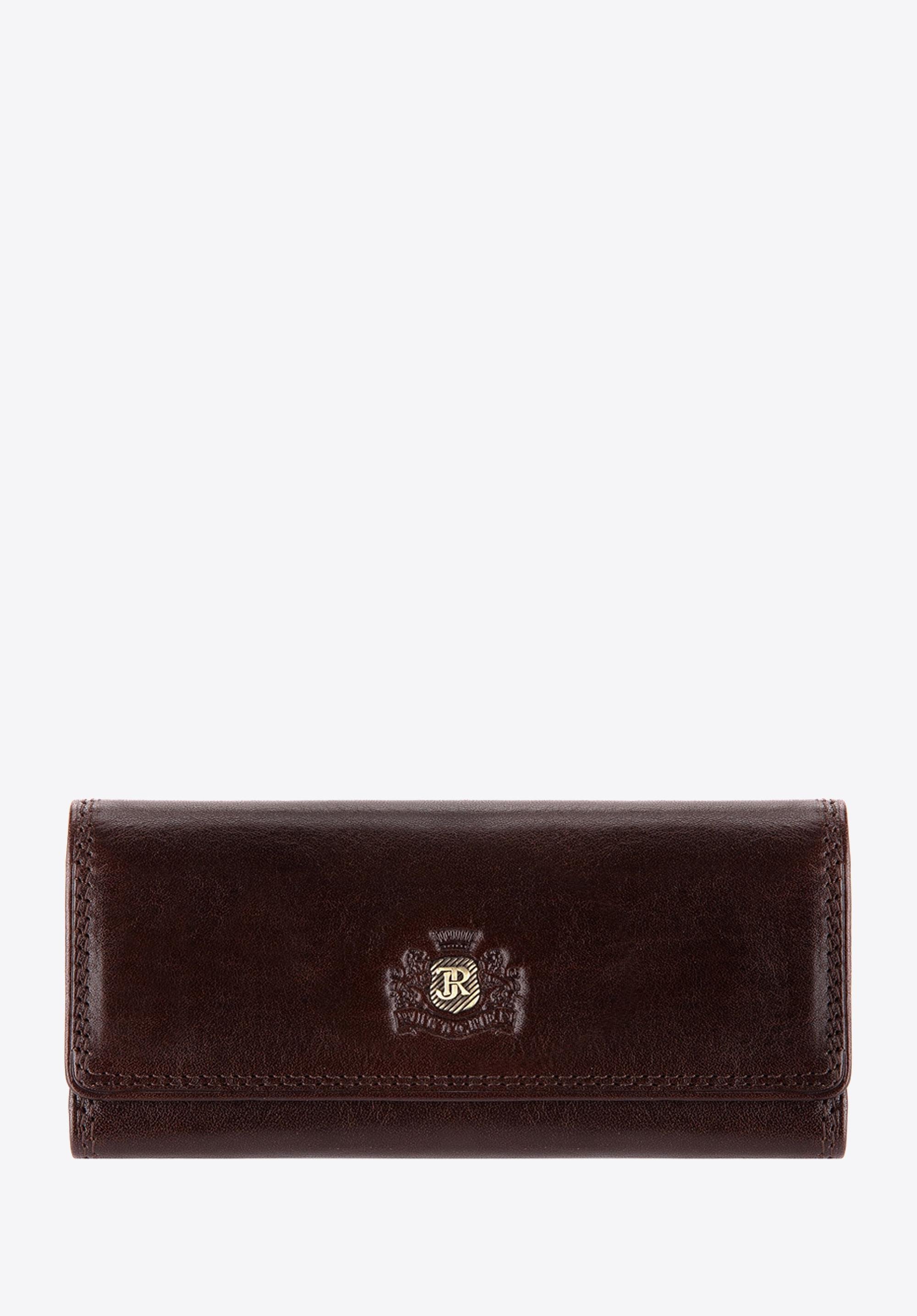 Etui na klucze skórzane z monogramem brązowe