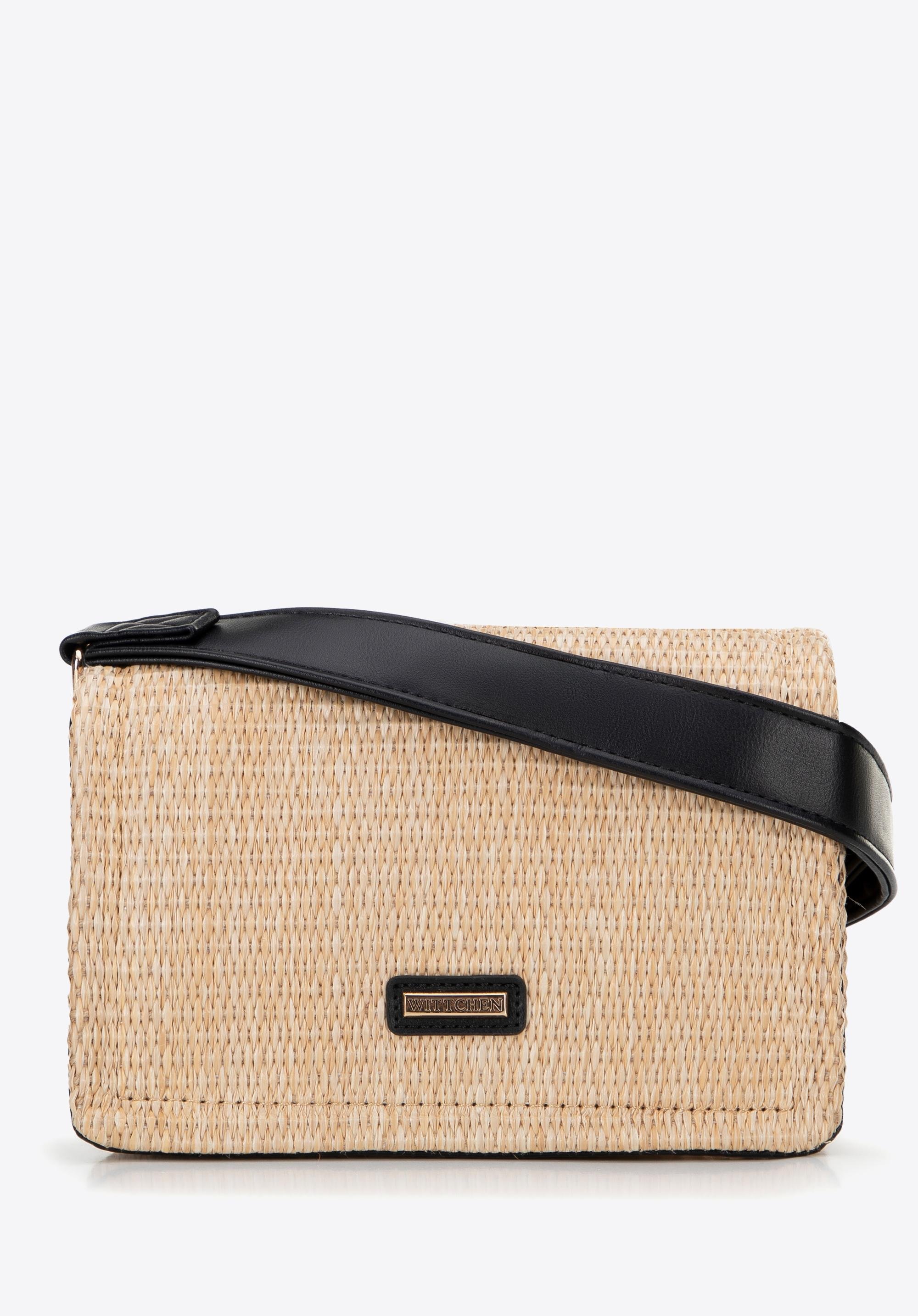 Damska crossbody z plecionki beżowo - czarna