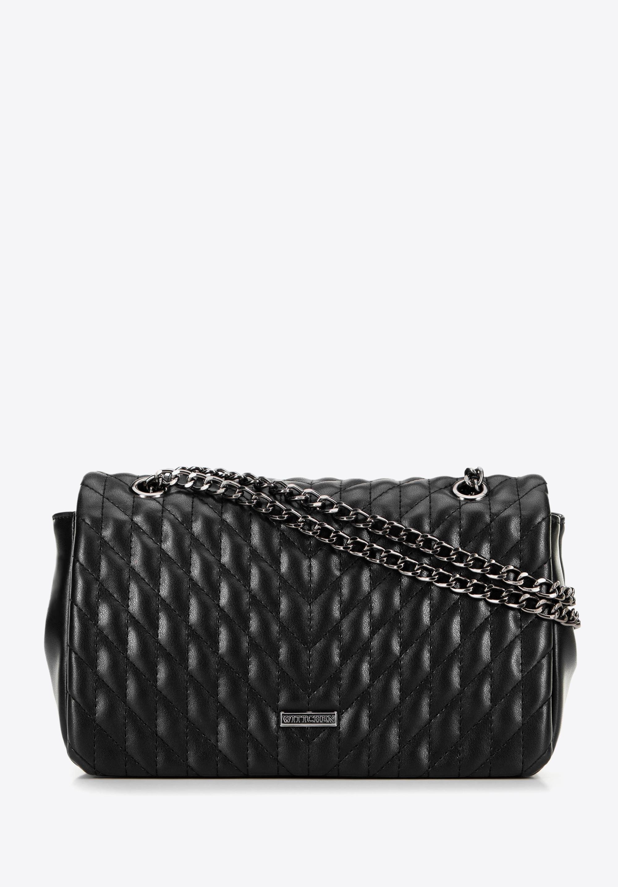 Damska crossbody z ekoskóry w geometryczne pikowanie czarna