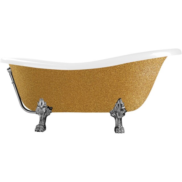 BESCO Wanna wolnostojąca OTYLIA GLAM ZŁOTA 160x77 cm nogi chrom #WKO-