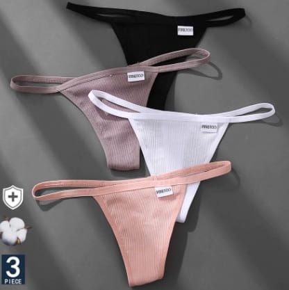 3 pak CIENIUTKIE stringi prążkowane 011