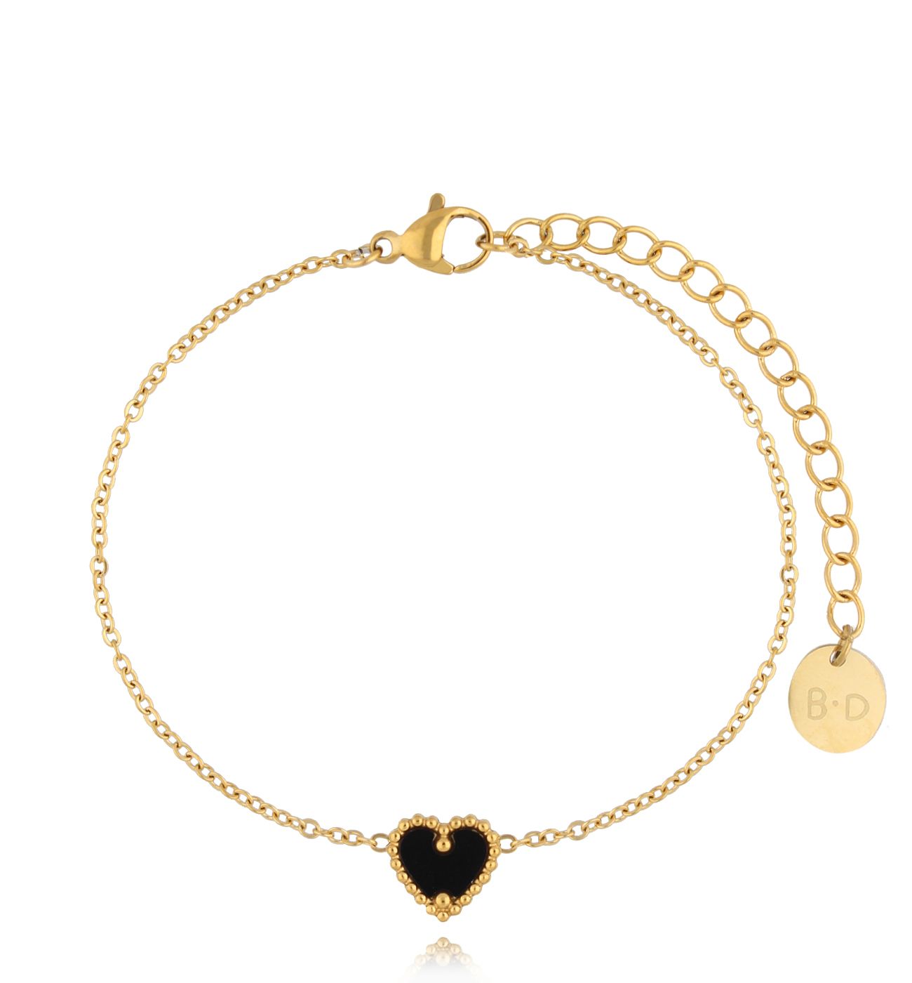 Bransoletka z czarnym sercem Loving Heart BSY0068 - By Dziubeka