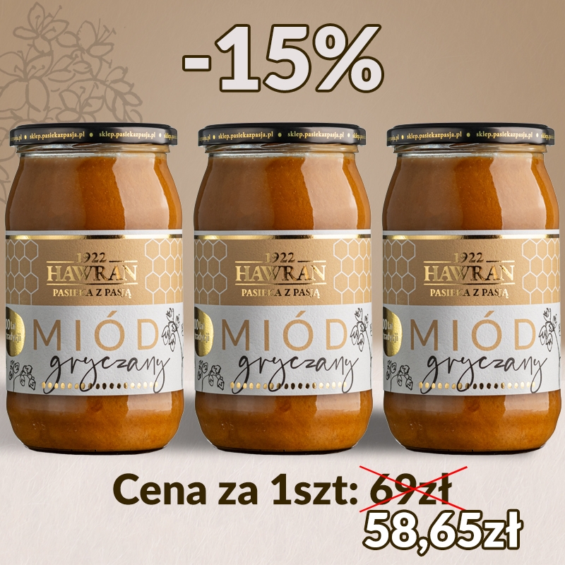 Miód gryczany 3x 1050g - Pasieka z Pasją Hawran