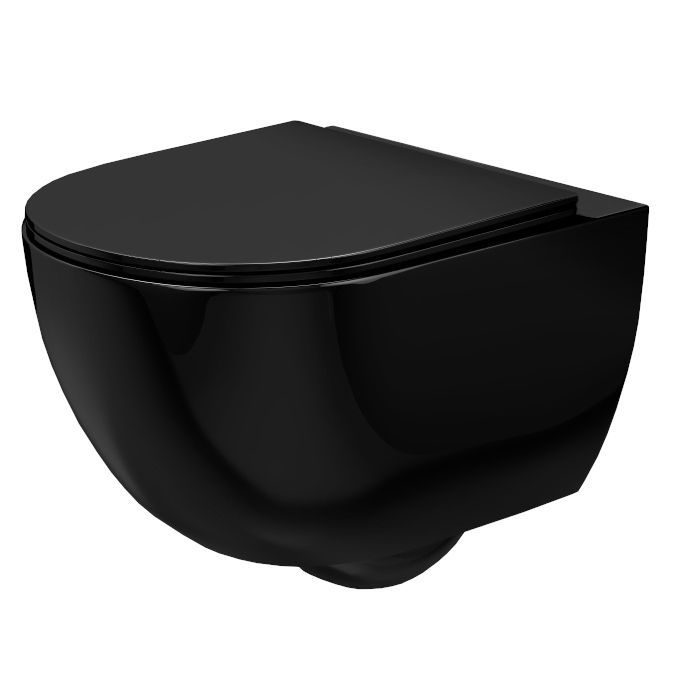 Misa Wc Podwieszana Ceramimczna Rea Carlo Mini Rimless Duroplast/Flat/Zm Czarny 49,5X37X32Cm 1 Szt