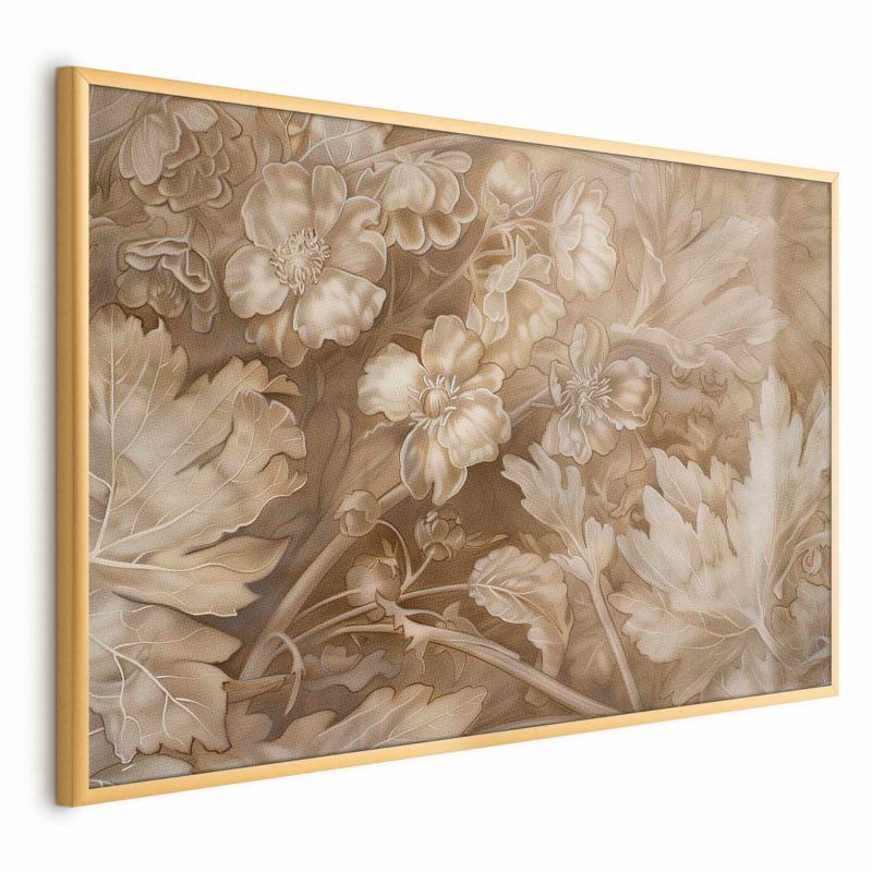 Plakat Artgeist Ornamenty roślinno-kwiatowe 90x60 cm z ramą złotą 1 szt