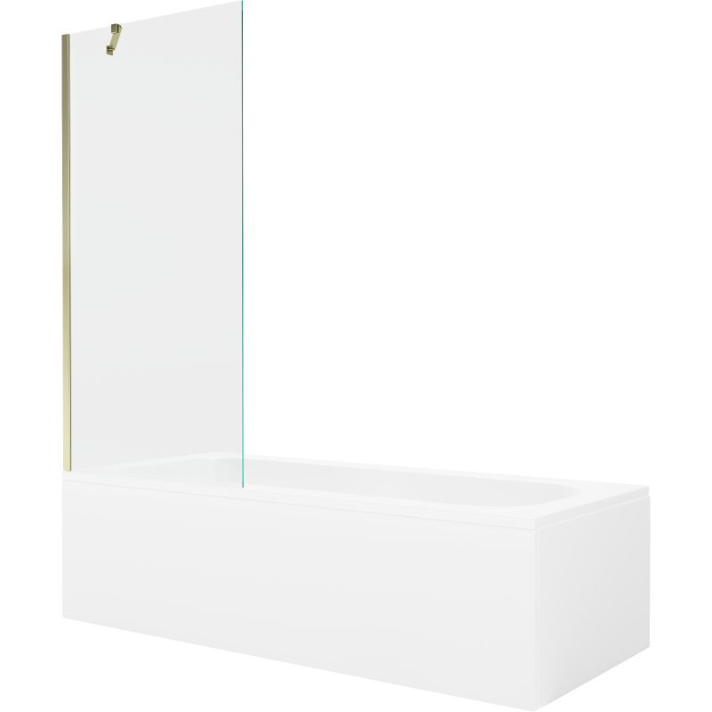 Wanna prostokątna Mexen Vega 150 x 70 cm z obudową i parawanem 1-skrzydłowym 80 cm transparent złoty 1 kpl.