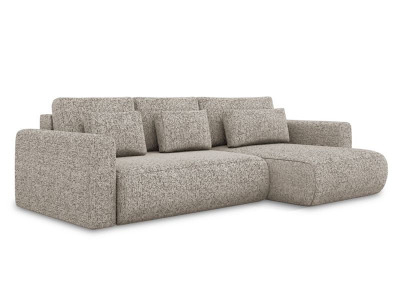 Narożnik prawostronny z funkcją spania Makamii Kapua z tkaniny strukturalnej 278x149 cm ciemny beż 1 szt.