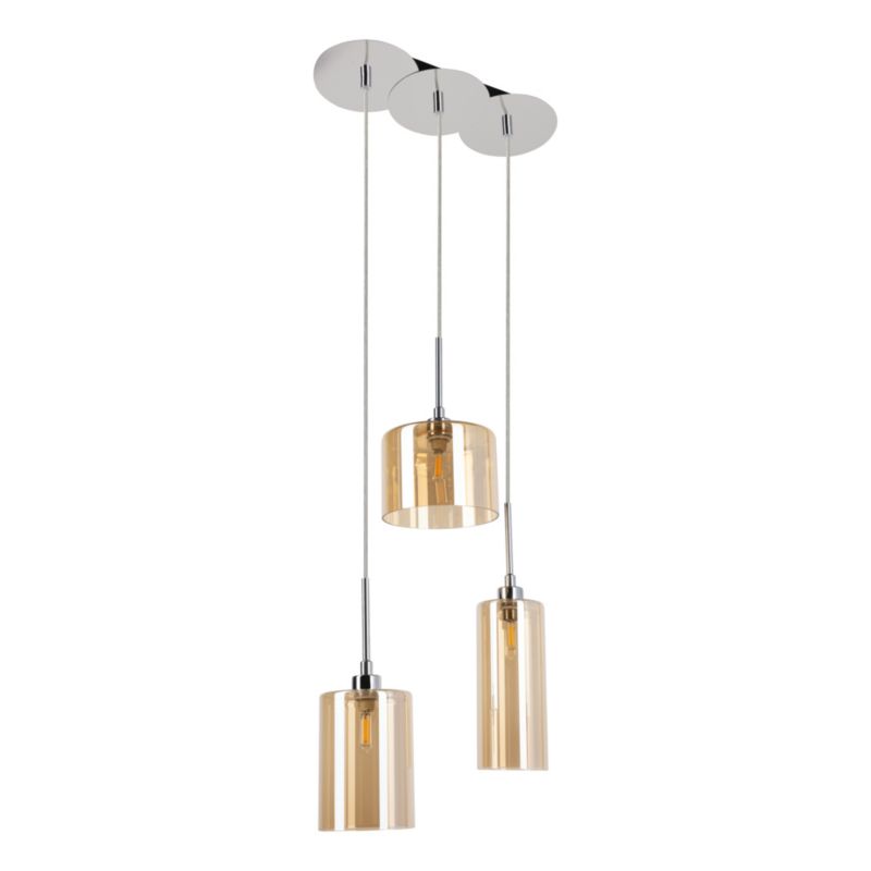Lampa Wisząca SPOT Light 3xG9 Max.28W Połączenie Chromu i Szampańskiego Odcienia Klosza, Polski Producent 1szt.