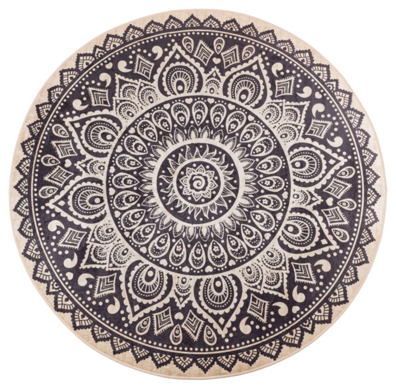 Dywan Multidecor Print Shine 133 cm koło aztecki czarny 1 szt.