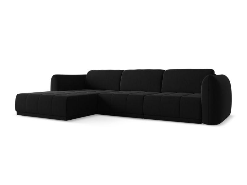 Narożnik lewostronny Makamii Hoku z tkaniny welwetowej 290x170 cm czarny 1 szt.