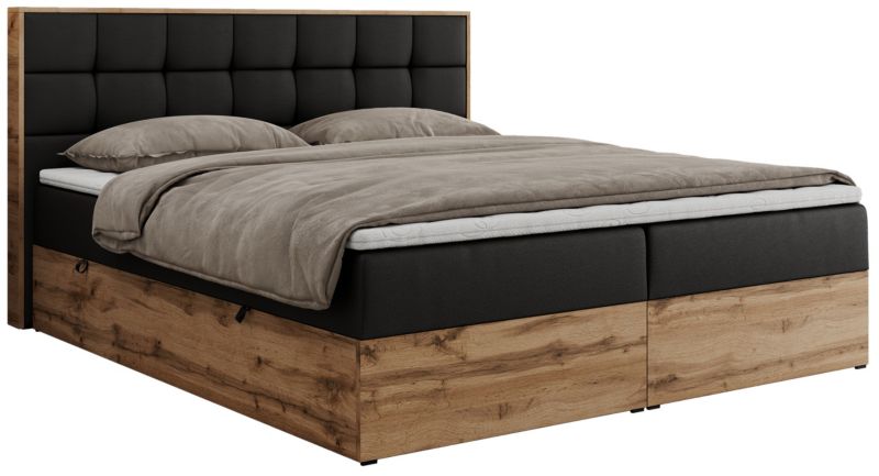Łóżko kontynentalne MKS Meble ALBERO 1 120x200 H3 Czarny ecoskóra 1szt.