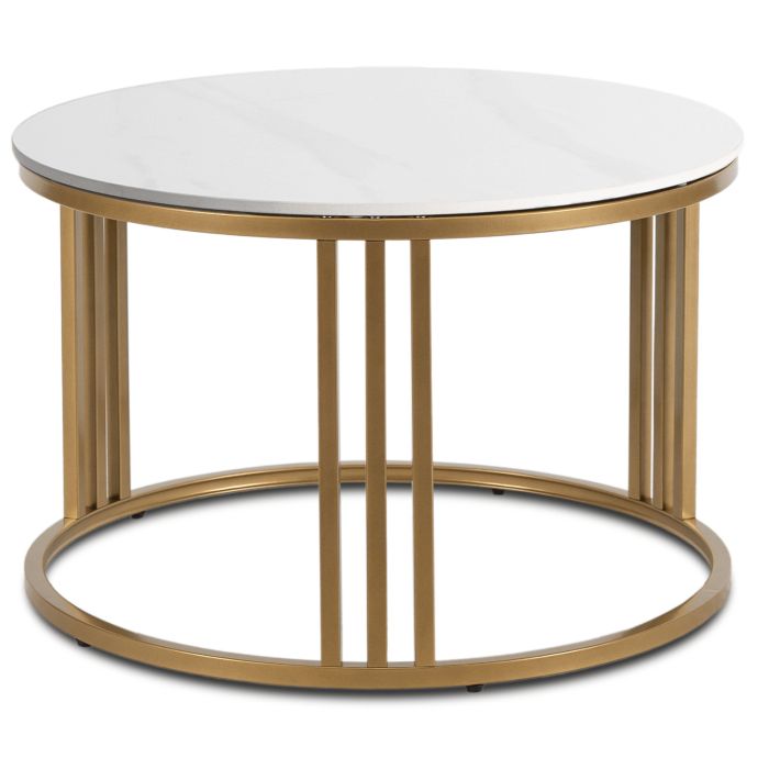 Stolik Kawowy Korin 70 cm Mebel Elite Biały Połysk/Złoty 1 szt