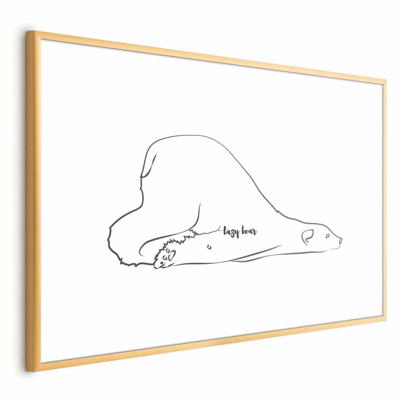 Plakat Artgeist Leniwy niedźwiedź 90x60 cm z ramą złotą 1 szt