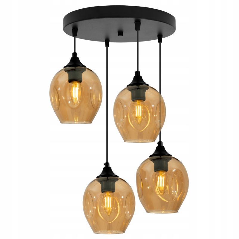 Lampa sufitowa wisząca Light Home LH Praga 4x E27 60W okrągła miodowy 1szt.