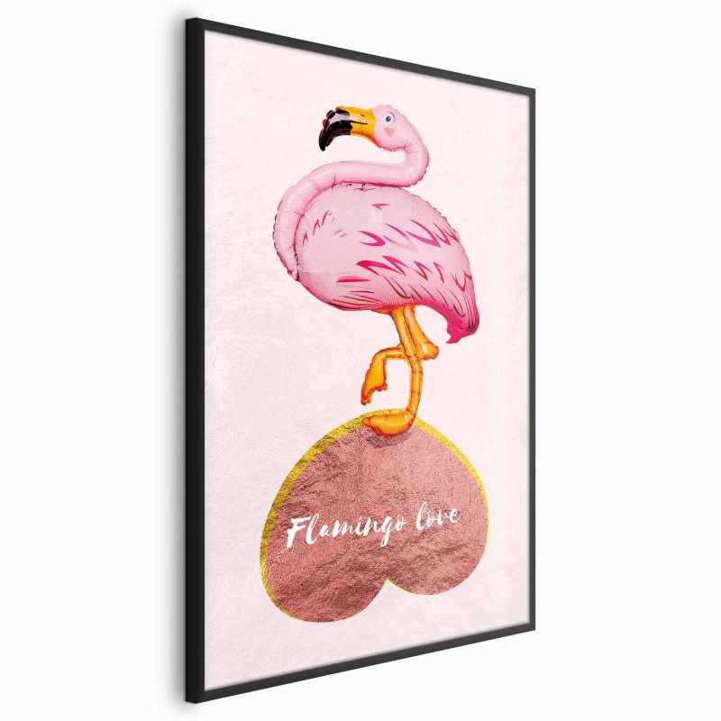 Plakat Artgeist Zakochany flaming 60x90 cm z ramą czarną 1 szt