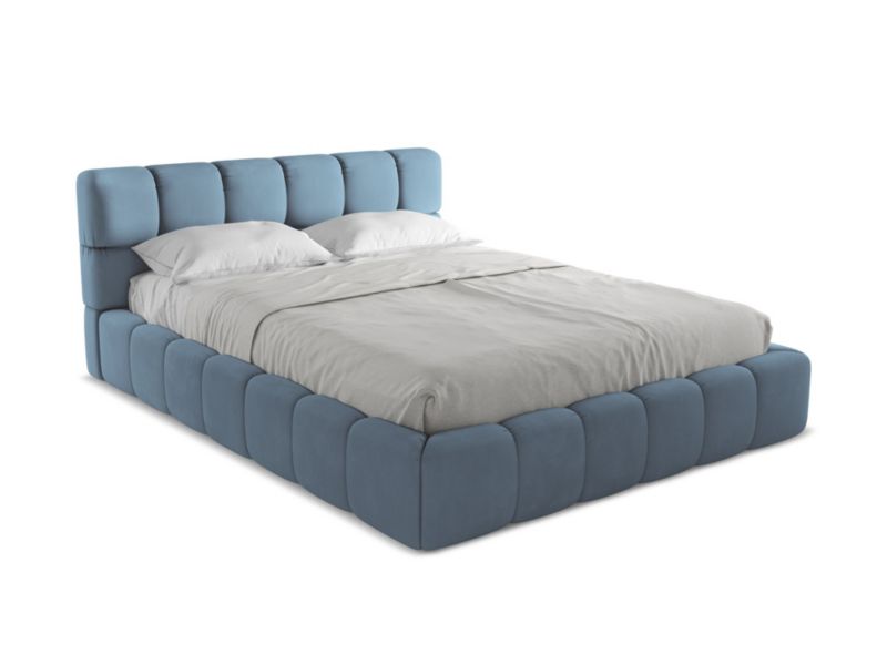Łóżko Makamii Nalu z tkaniny szenilowej 160x200 jeans 1 szt.
