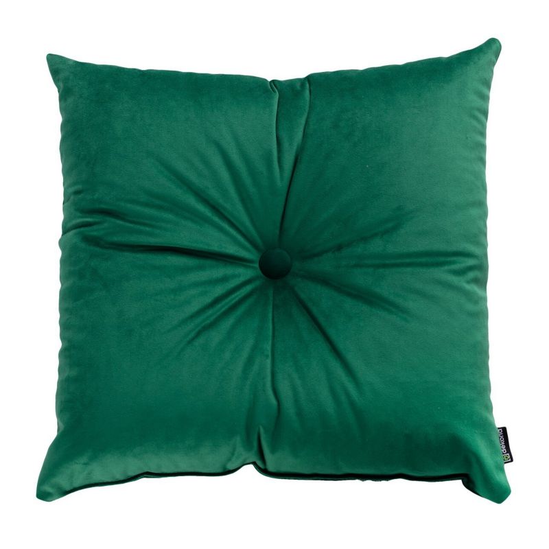Poduszka kwadratowa Velvet z guzikiem Dekoria 37 x 37cm butelkowa zieleń 1 szt.