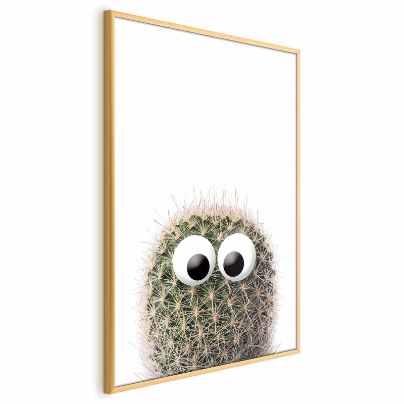 Plakat Artgeist Kaktus z oczami 40x60 cm z ramą złotą 1 szt