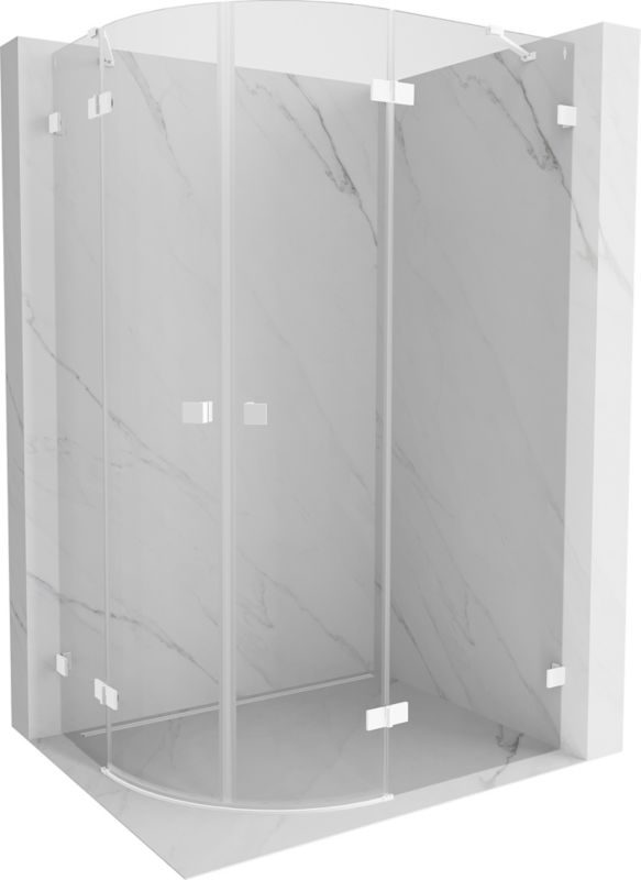 Kabina prysznicowa Mexen Lunar półokrągła uchylna prawa 100 x 80 cm transparent biała 1 szt.
