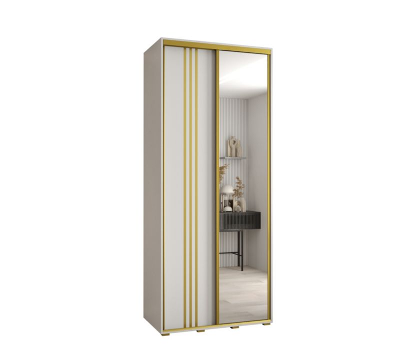 Szafa przesuwna Abiks DAVOS 7 wysoka szer.100cm gł.60cm biały/biały/złoty 1szt.