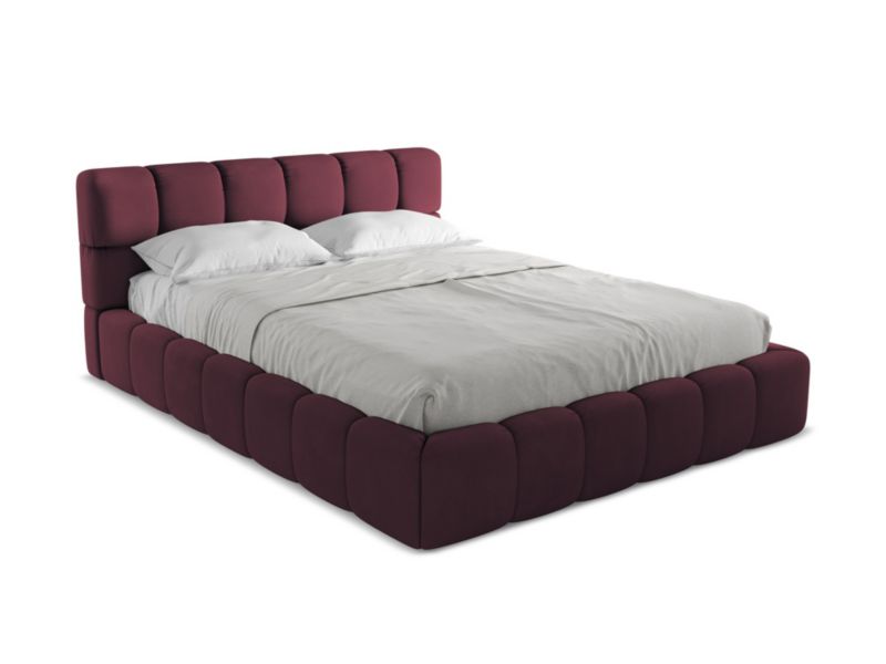 Łóżko Makamii Nalu z tkaniny szenilowej 160x200 bordo 1 szt.