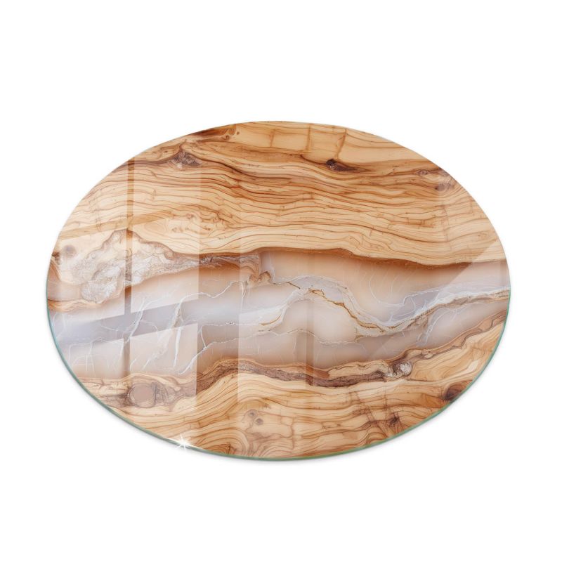 Blat szklany Tulup fi80 cm Naturalne drewno z żywicą 1 szt.