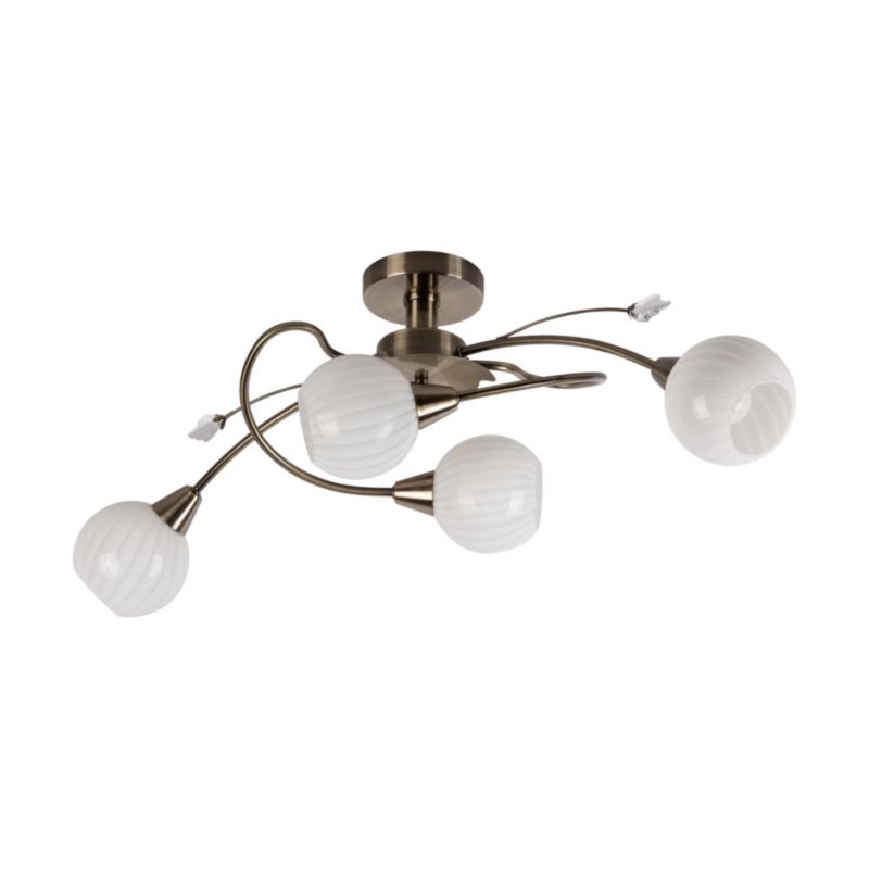 Lampa Sufitowa SPOT Light 4xE14 Max.40W Klasyczne Połączenie Patyny z Białymi Kloszami, Polski Producent, 1 szt.