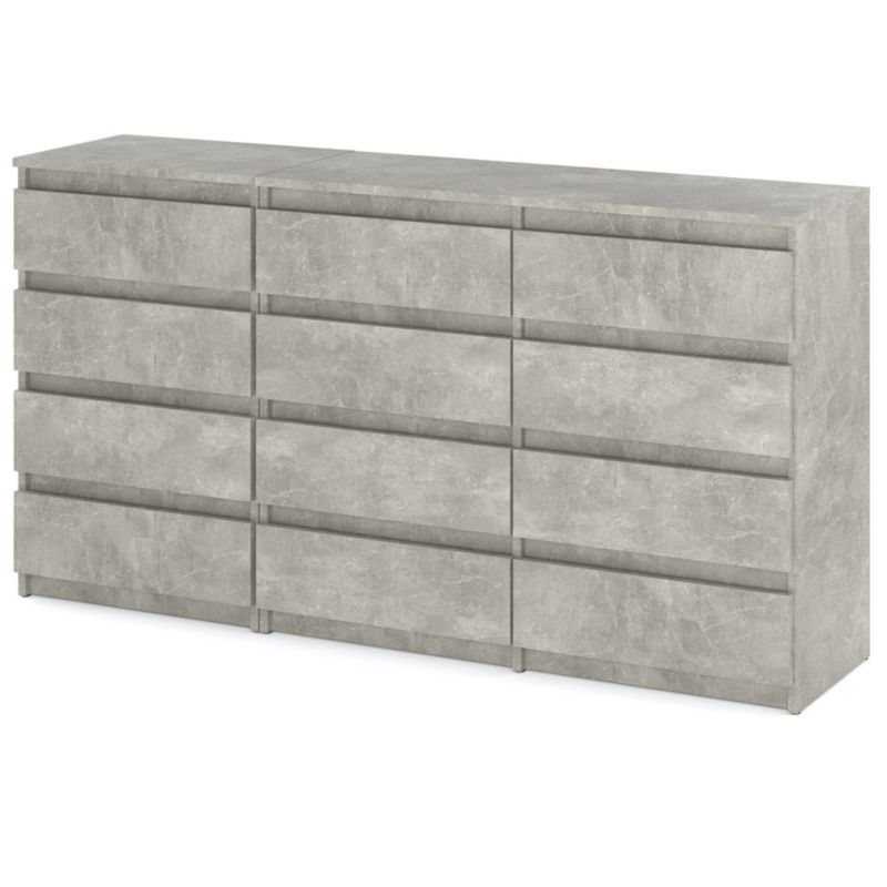 Komoda Hurtownia-Mebli Szuflady 12 Zestaw komód Hugo 84 180cm Beton Beton 180x33.5x92.5 cm 1szt.