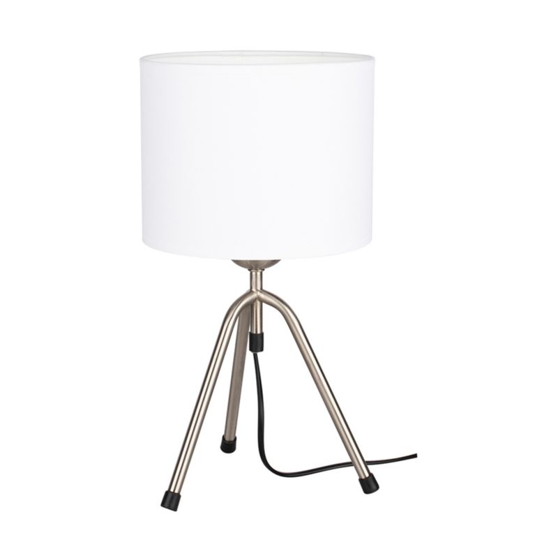 Lampa Stołowa SPOT Light 1xE27 Max.40W Klasyczne Połączenie Satyny z Białą Tkaniną, Polski Producent, 1 szt.