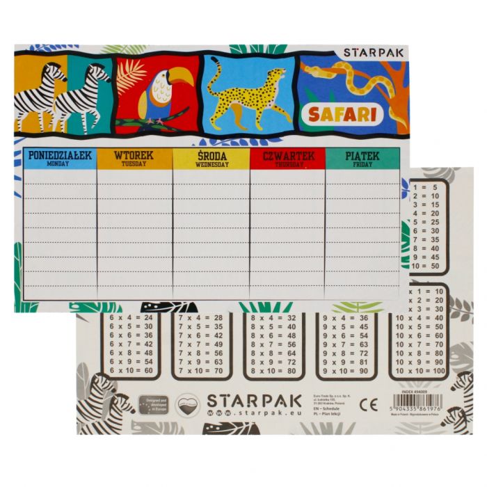 PLAN LEKCJI+ TABLICZKA MNOŻENIA A5 SAFARI STK