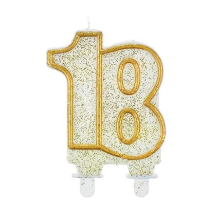 ŚWIECZKA CYFERKA "18" ZŁOTY KONTUR