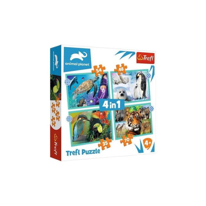 Puzzle 4w1 Tajemniczy Świat Zwierząt Trefl