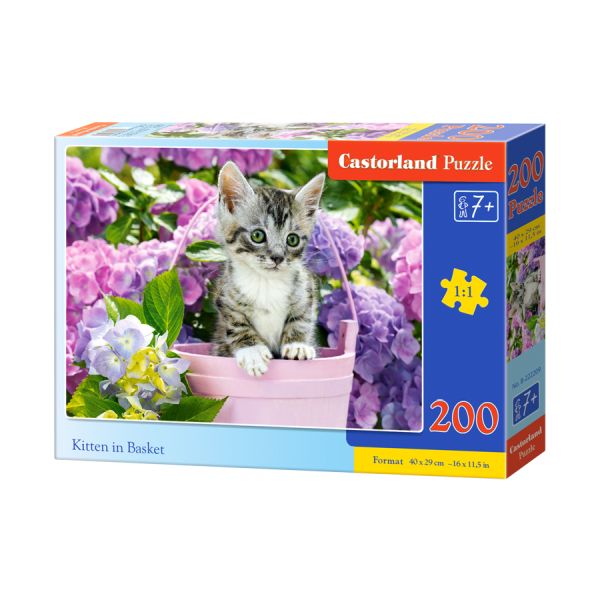 Puzzle 200 el. KITTEN IN BASKET Castorland