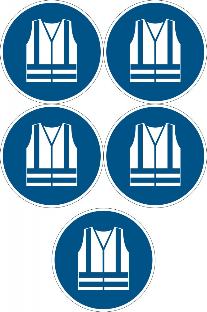 5x Naklejka podłogowa/znacznik Durable, symbol „Stosuj kamizelkę ochronną”, 1 sztuka
