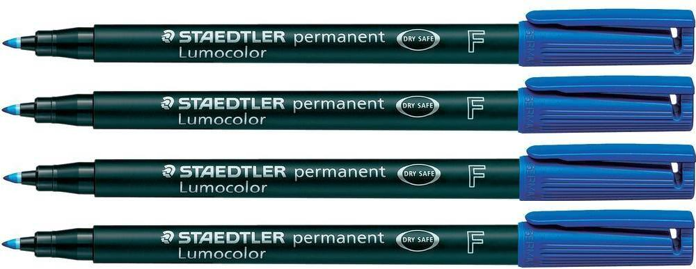 4x Foliopis Staedtler Lumocolor, okrągła, 0.6 mm (F), niebieski