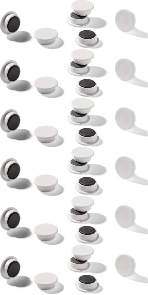 6x Magnesy do tablic Durable, 21mm, 20 sztuk, biały