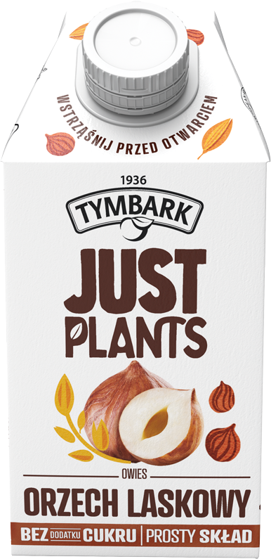Napój owsiany Tymbark Just Plants, bez cukru, orzech laskowy, 0.5l
