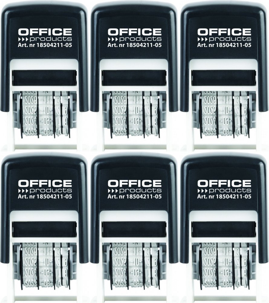 6x Datownik samotuszujący Office Products, wersja ISO, czarny