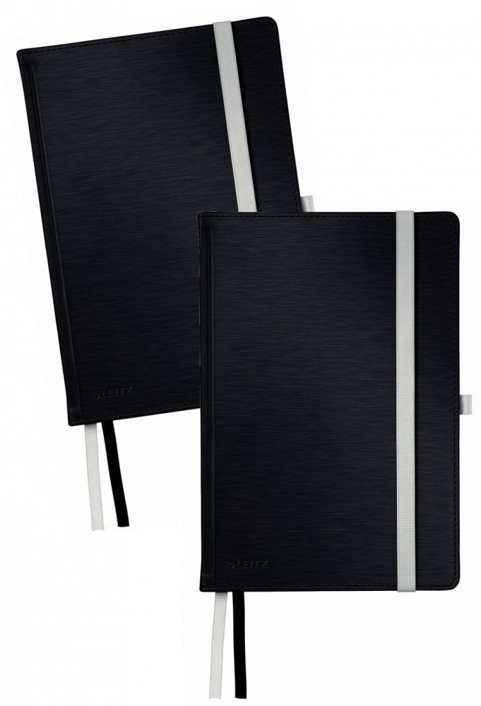 2x Notatnik w kratkę Leitz Style, A5, twarda oprawa, 80 kartek, satynowa czerń