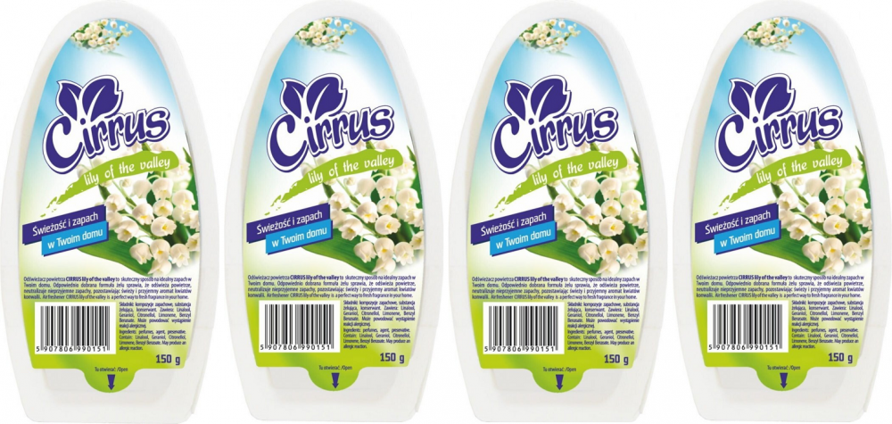 4x odświeżacz powietrza Cirrus, konwalia, żel, 150g