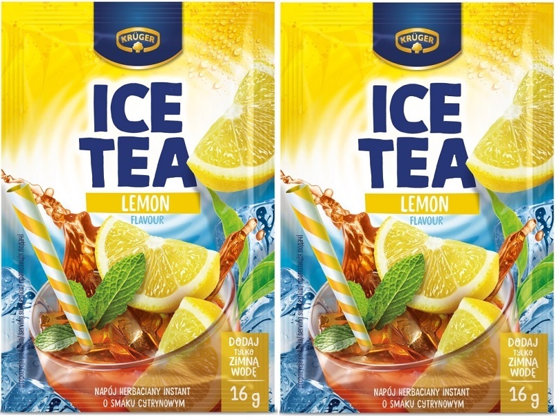 2x Napój herbaciany Krüger Ice Tea Lemon, w saszetkach, cytrynowy, 8 sztuk x 16g