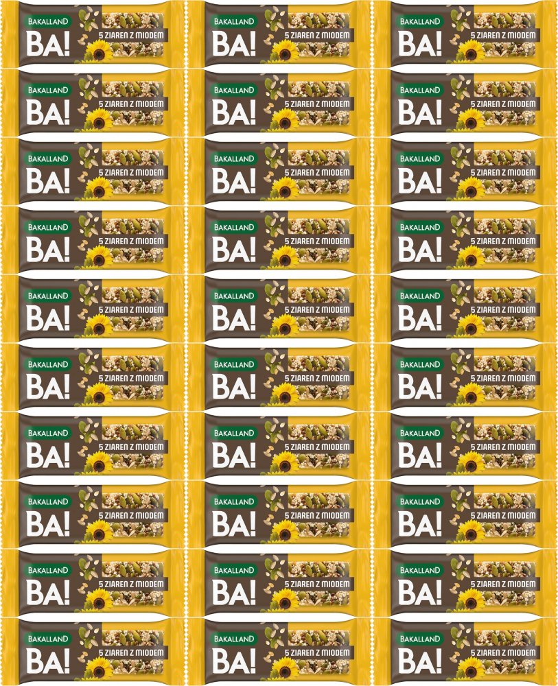 30x Baton zbożowy Bakalland BA!, 5 ziaren z miodem, 40g
