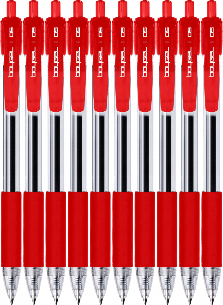 10x Długopis żelowy automatyczny Rystor, Boy Gel, 0.5mm, czerwony