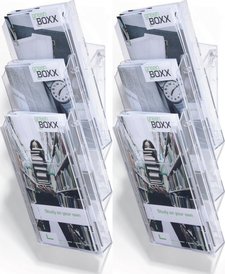 2x Stojak na prospekty Durable Combiboxx L, 1/3 A4, 3 kieszenie, przezroczysty