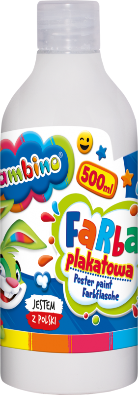 Farba plakatowa Bambino Zwierzaki Uczniaki, w butelce, 500ml, biały