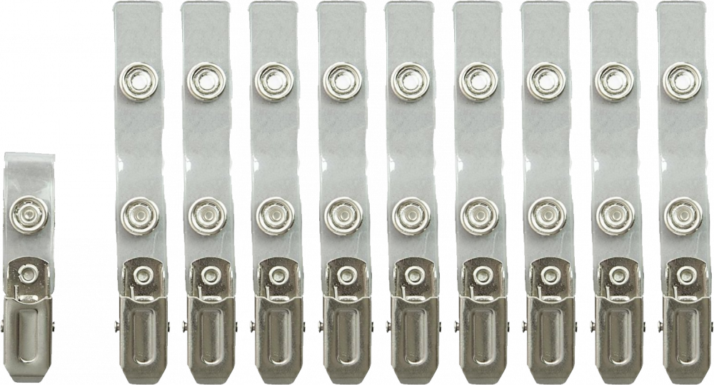 10x Klips Argo, do identyfikatora CT 210, z paskiem, przezroczysty