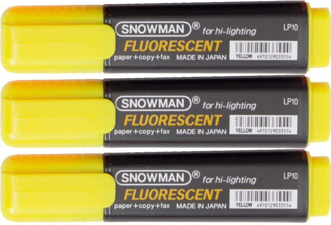 3x Zakreślacz Snowman, ścięta, żółty