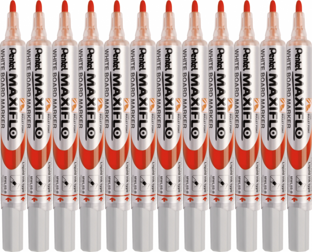 12x Marker suchościeralny Pentel Maxiflo, okrągła, 4mm, czerwony