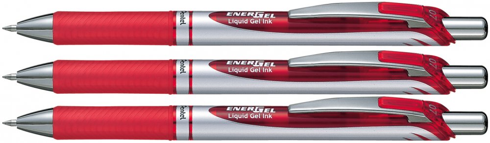3x Pióro kulkowe automatyczne Pentel Energel BL-77, 0.7mm, czerwony